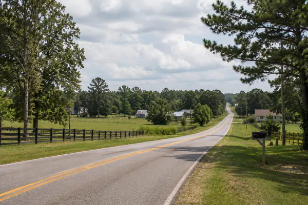 Quiet rural roadway and countryside landscape in Jackson County Florida