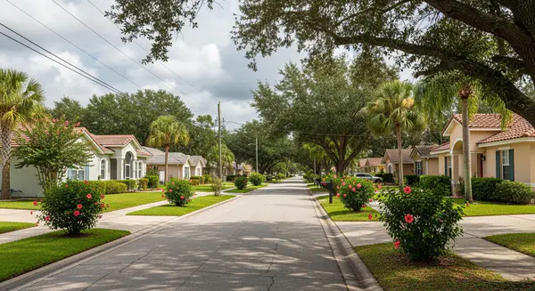 Lynn Haven Florida neighborhood with established homes and mature trees